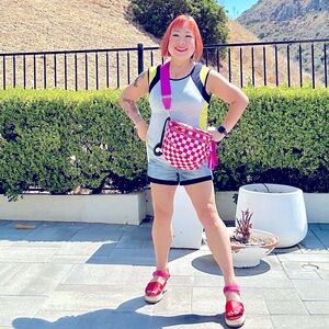 Bailey 44 Gilmet Top in Grey & Neon Yellow Size M